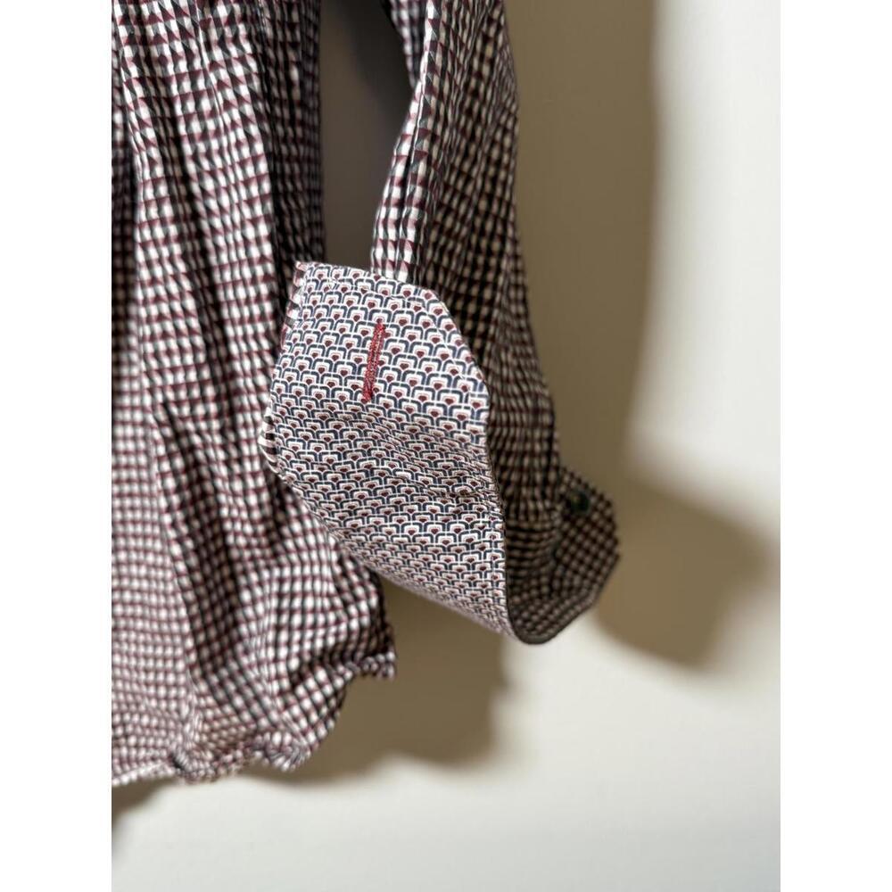 Daniel Hechter Paris Button-Up Shirt Men’s L – Burgundy Geometric Cotton - Picture 6 of 6
